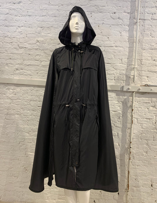 Veronique Branquinho, Vintage Black Nylon Hooded Cape Dress