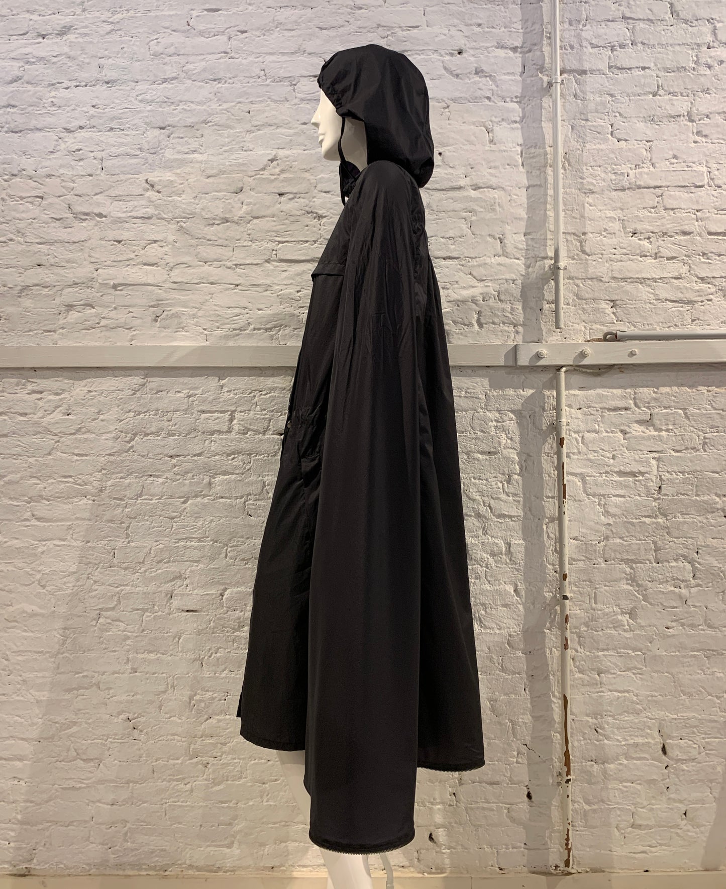Veronique Branquinho, Vintage Black Nylon Hooded Cape Dress