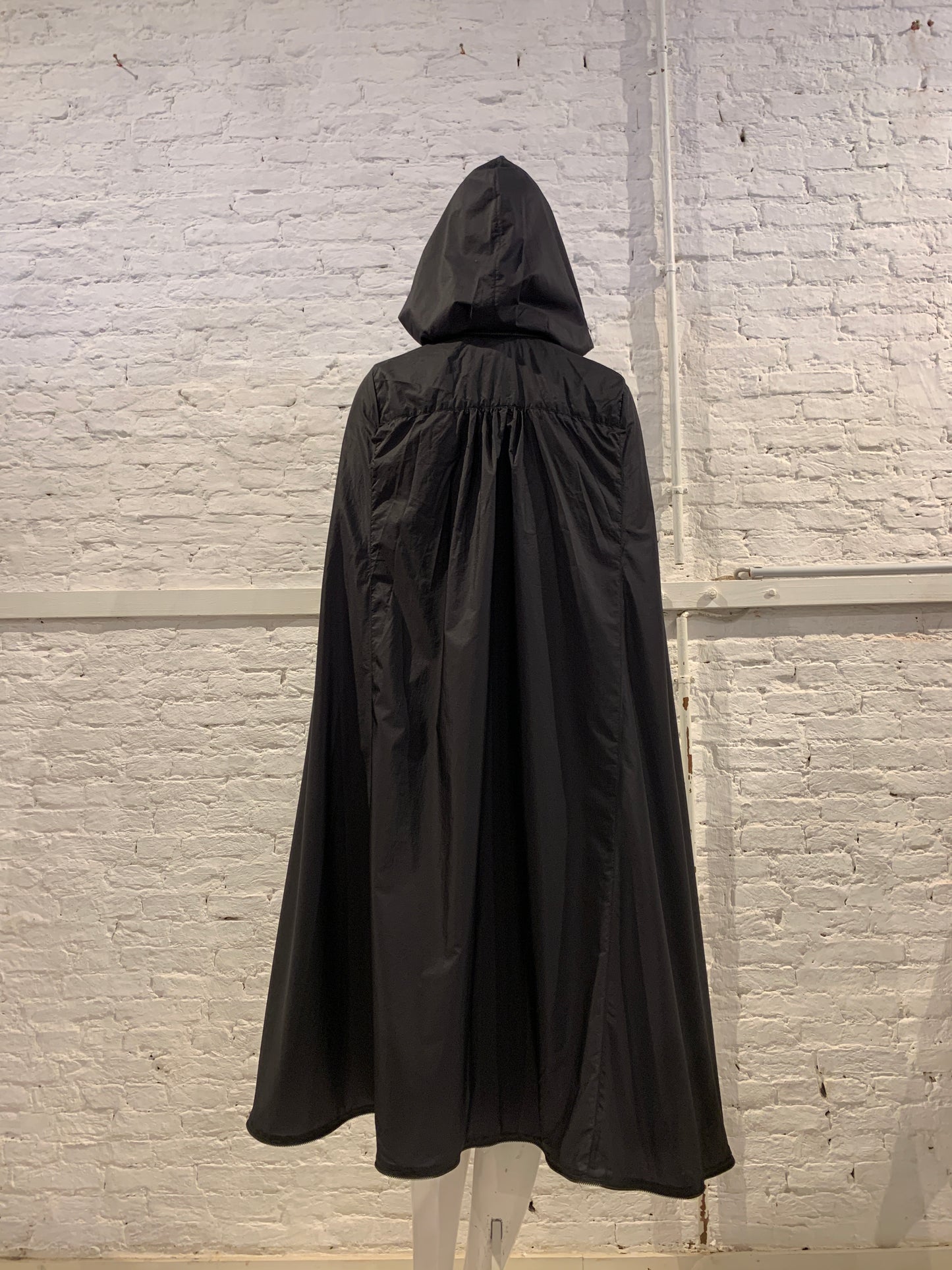 Veronique Branquinho, Vintage Black Nylon Hooded Cape Dress