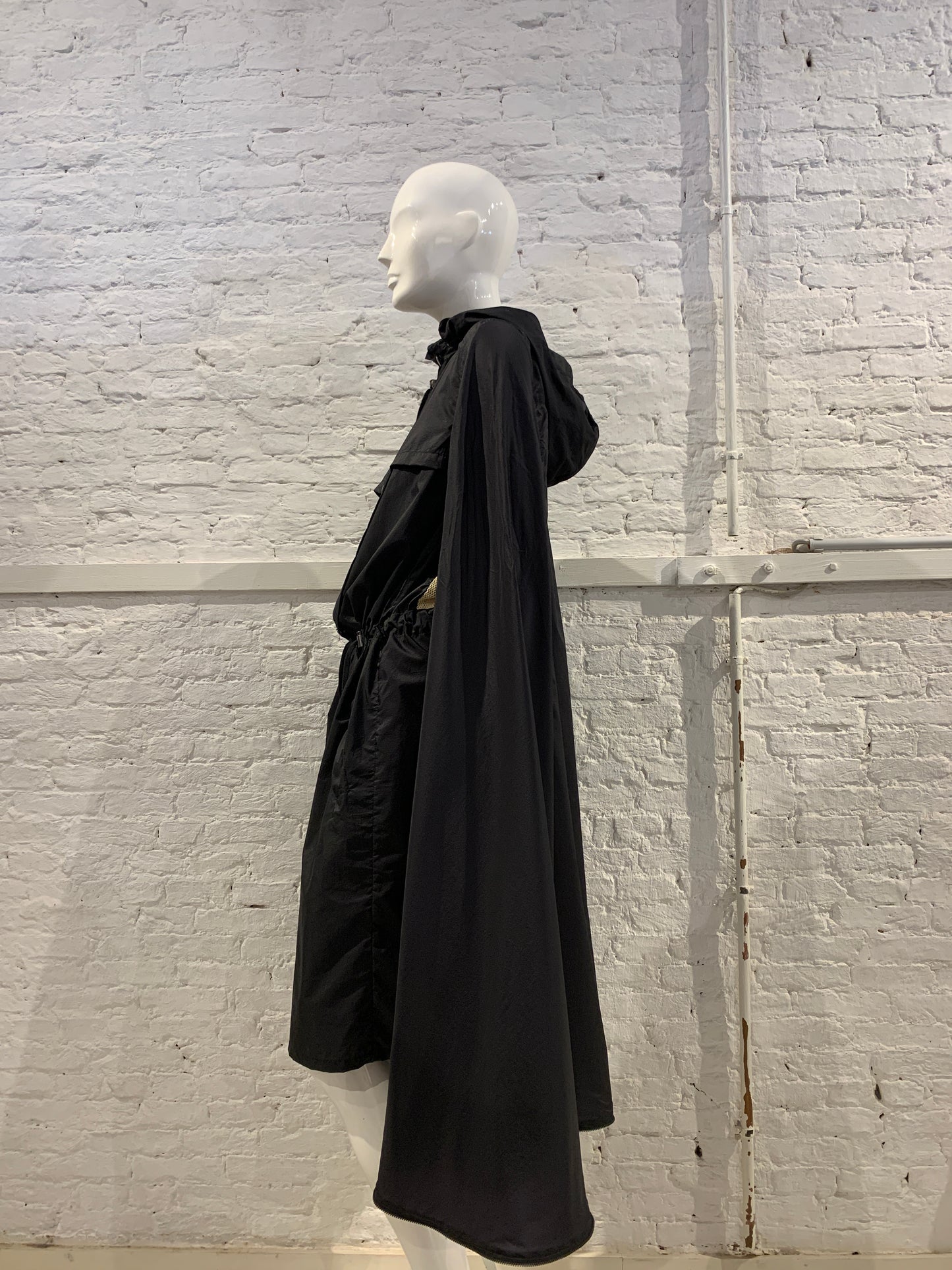 Veronique Branquinho, Vintage Black Nylon Hooded Cape Dress