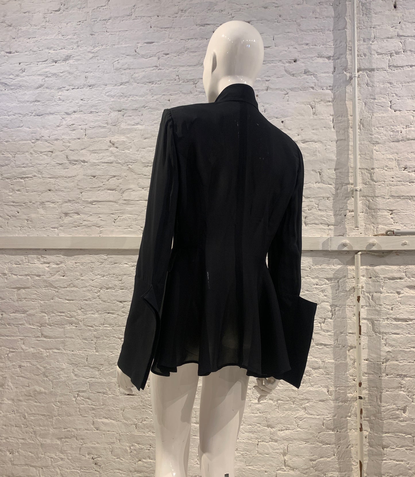 Balenciaga by Nicolas Ghesquière, S/S 2005  Black Viscose Military Semi Sheer Blazer