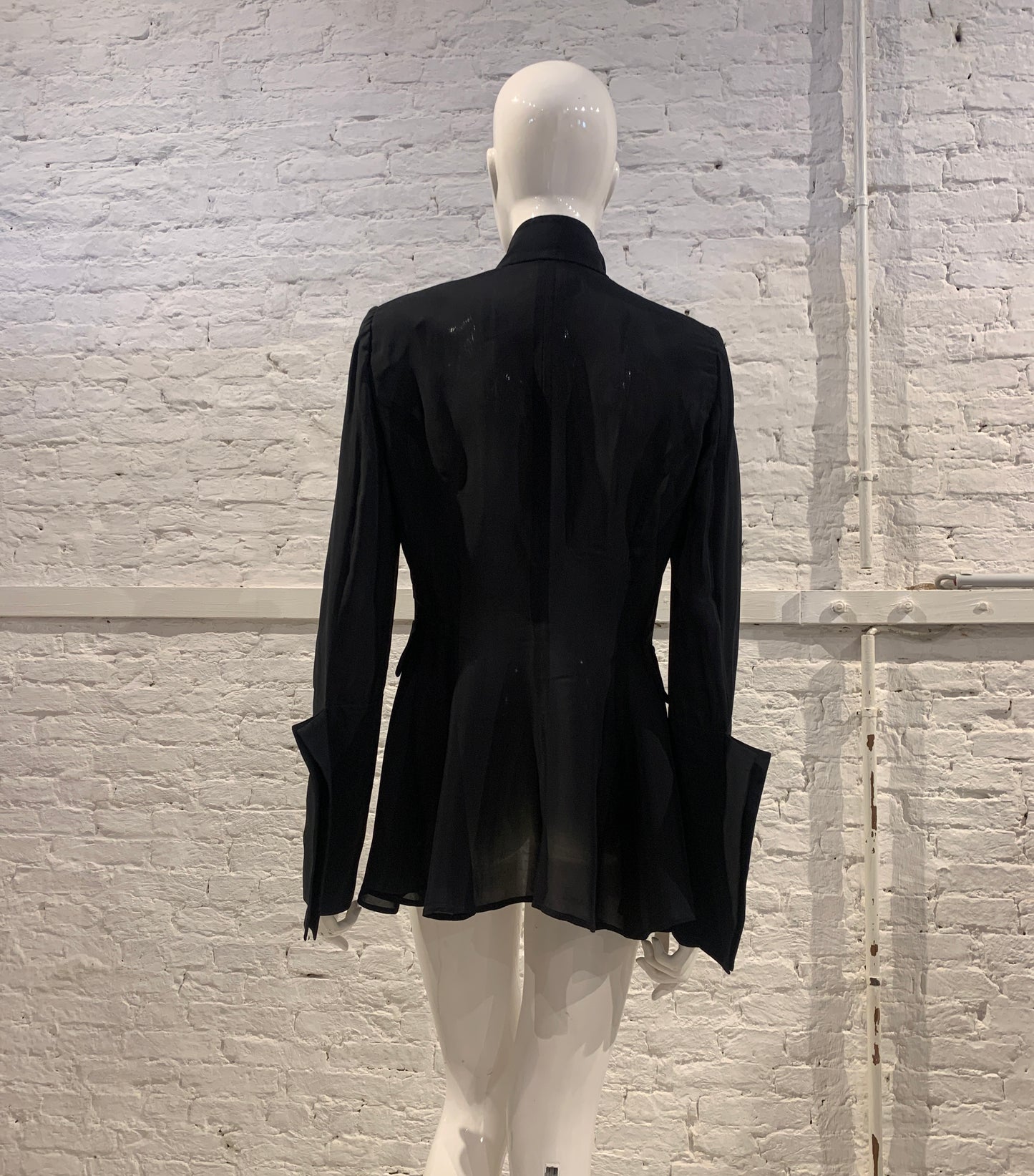 Balenciaga by Nicolas Ghesquière, S/S 2005  Black Viscose Military Semi Sheer Blazer