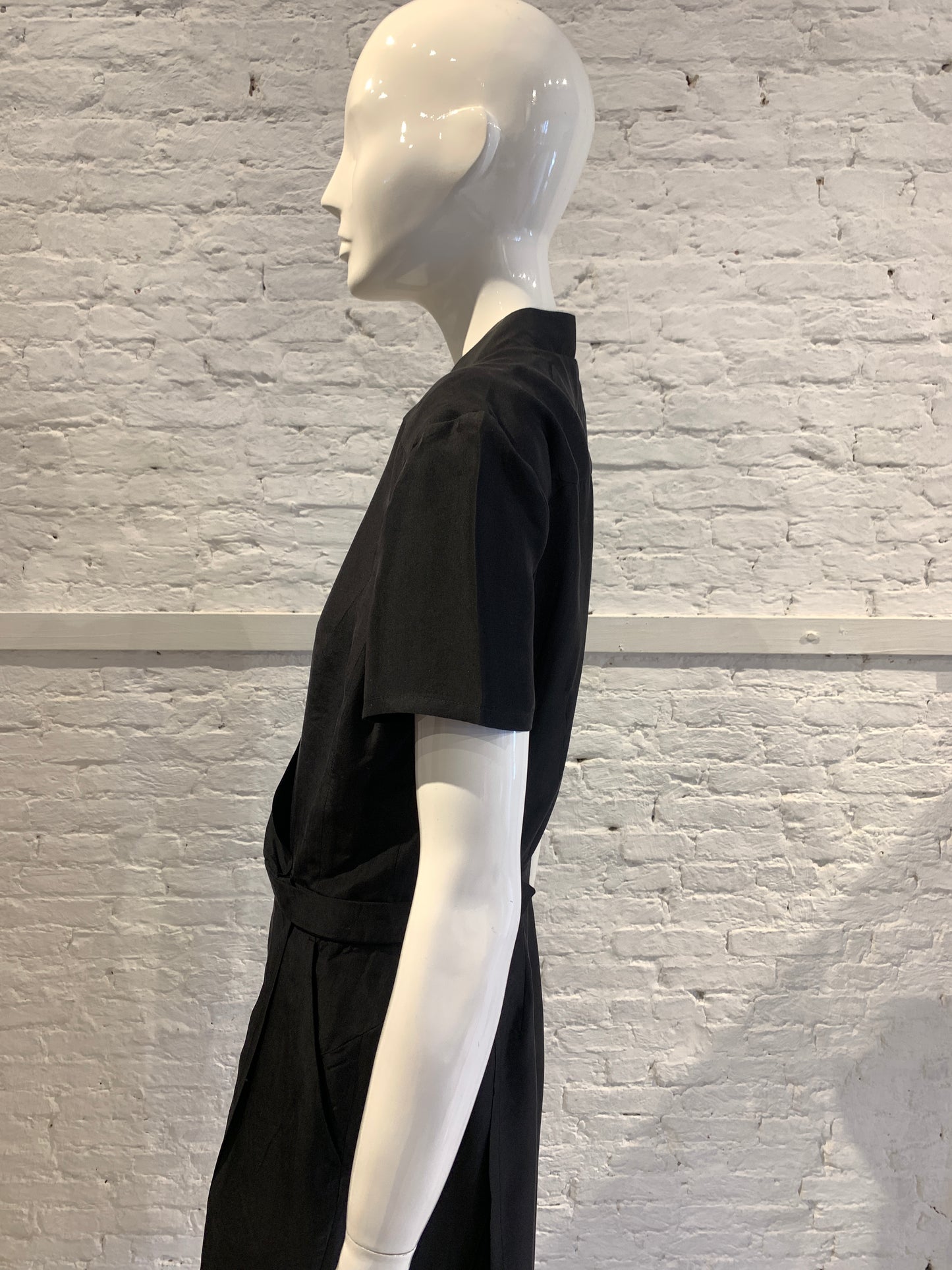 Veronique Branquinho Black Silk Dress-Jumpsuit Hybrid Early 2000s Size 40
