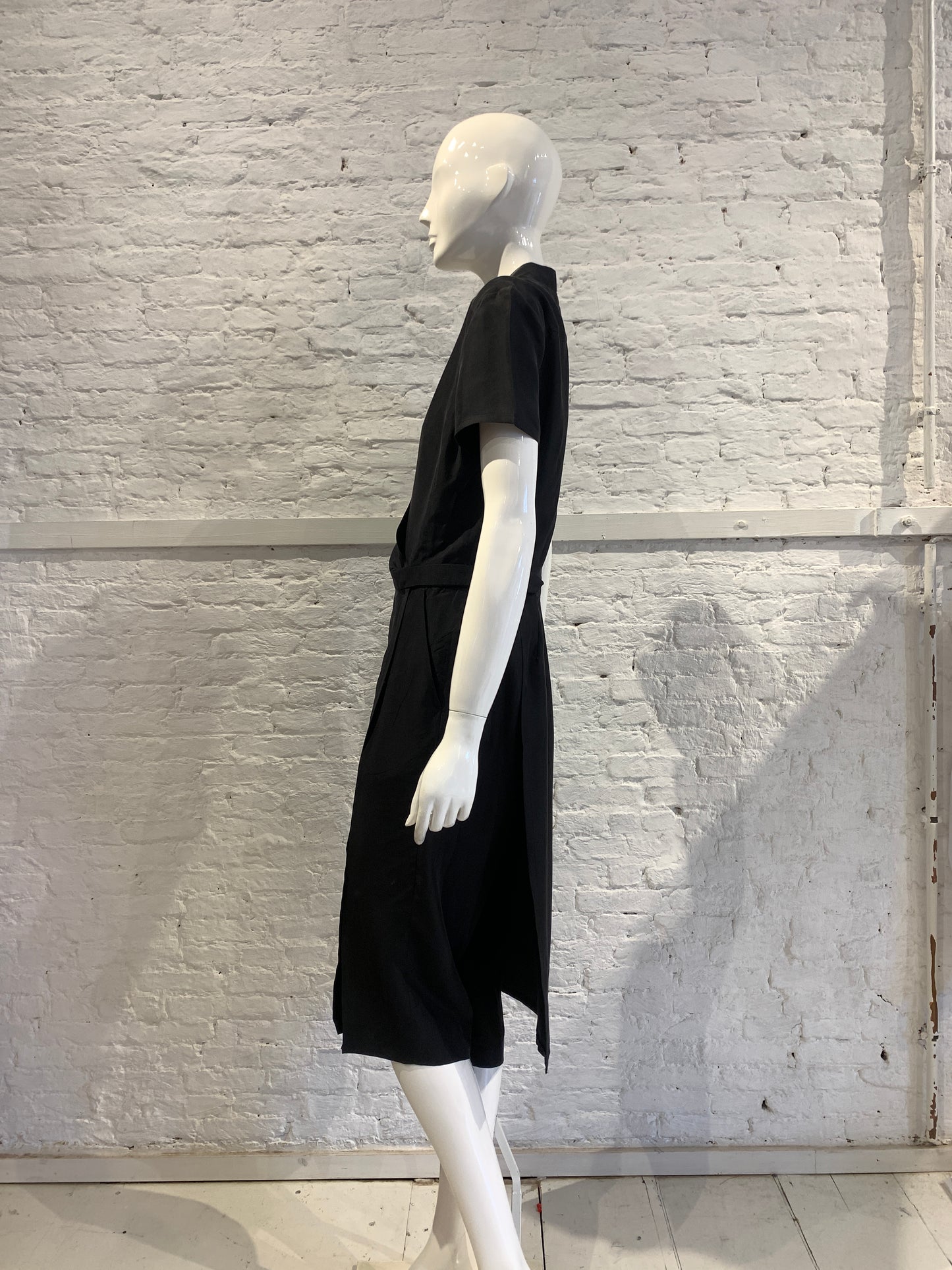 Veronique Branquinho Black Silk Dress-Jumpsuit Hybrid Early 2000s Size 40