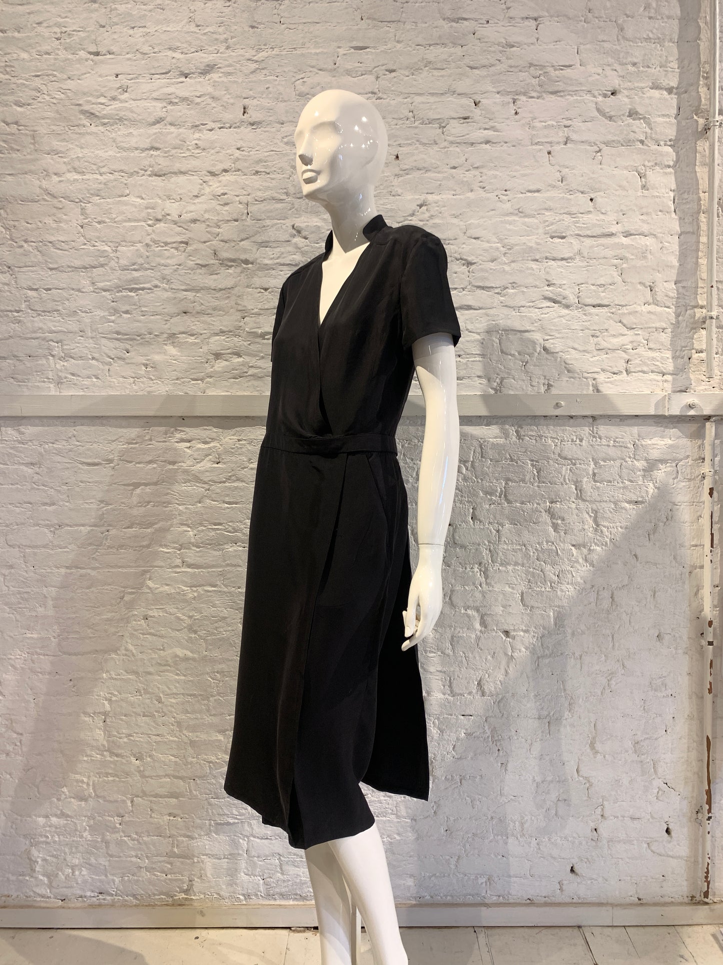 Veronique Branquinho Black Silk Dress-Jumpsuit Hybrid Early 2000s Size 40