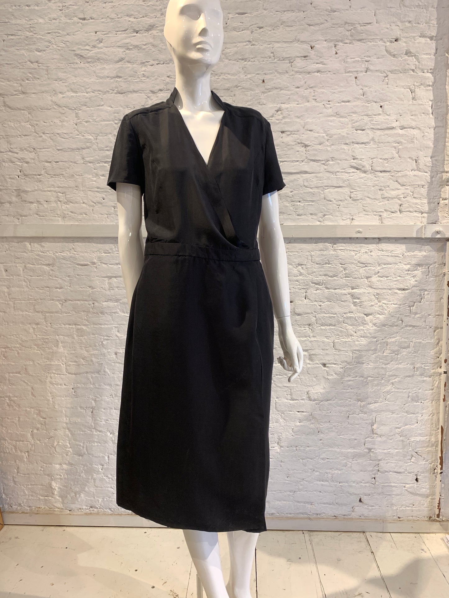 Veronique Branquinho Black Silk Dress-Jumpsuit Hybrid Early 2000s Size 40