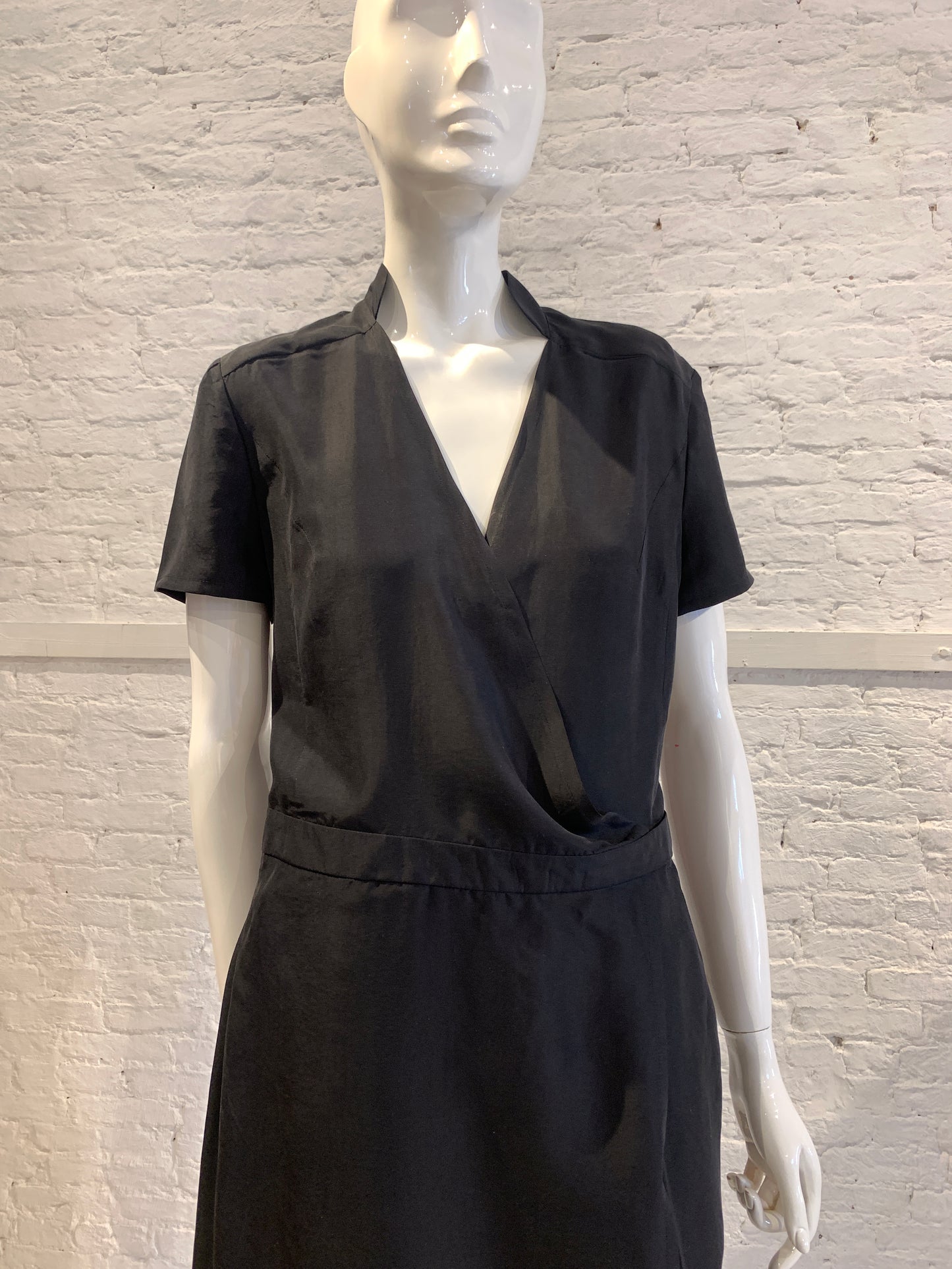 Veronique Branquinho Black Silk Dress-Jumpsuit Hybrid Early 2000s Size 40