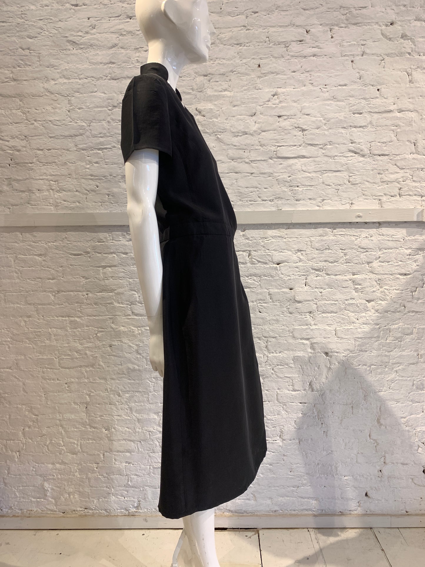 Veronique Branquinho Black Silk Dress-Jumpsuit Hybrid Early 2000s Size 40