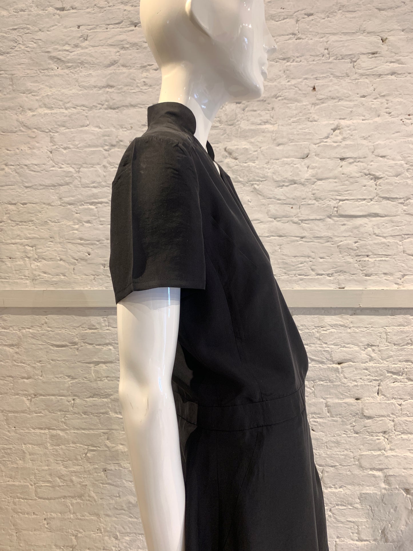 Veronique Branquinho Black Silk Dress-Jumpsuit Hybrid Early 2000s Size 40