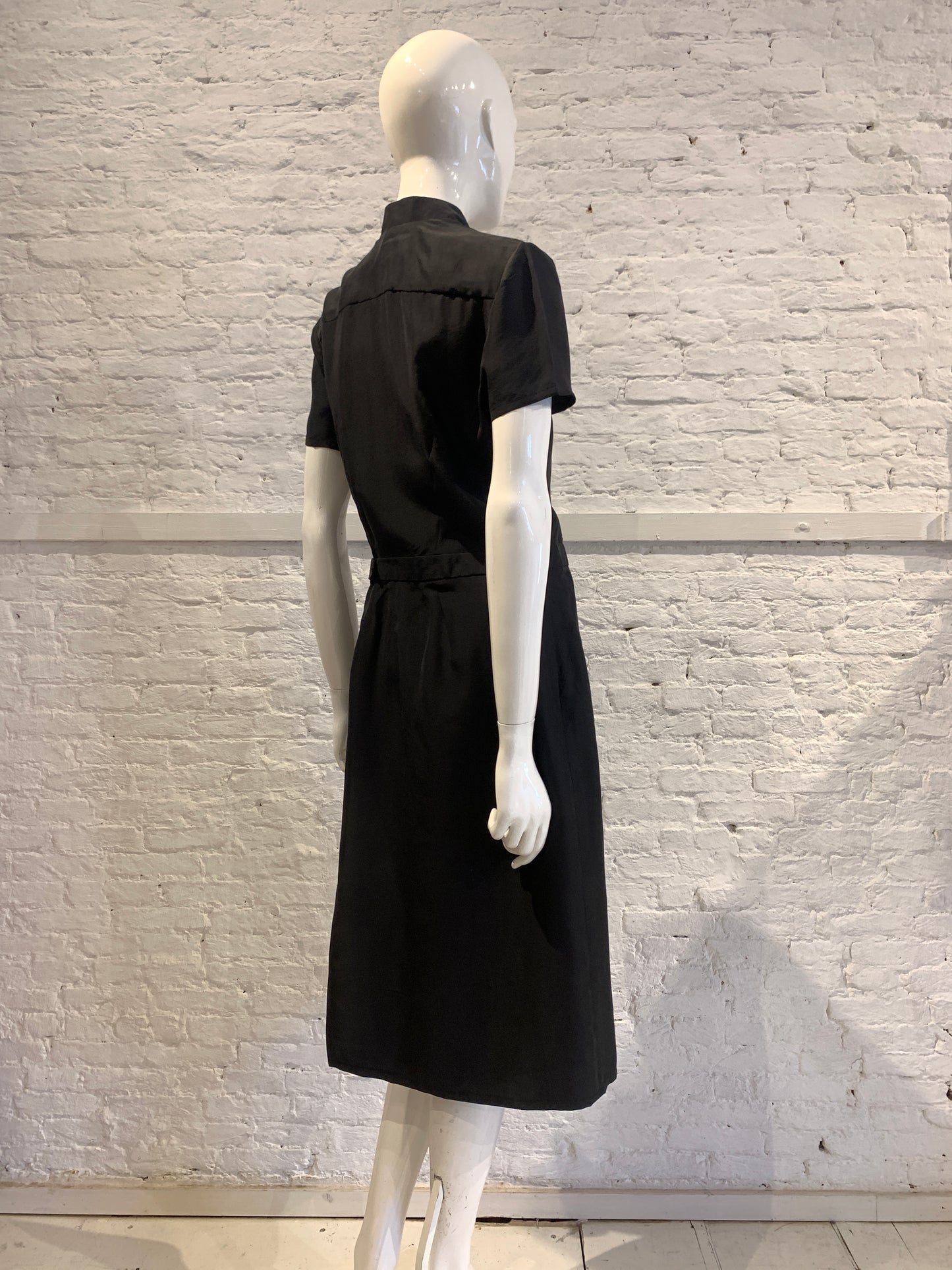 Veronique Branquinho Black Silk Dress-Jumpsuit Hybrid Early 2000s Size 40