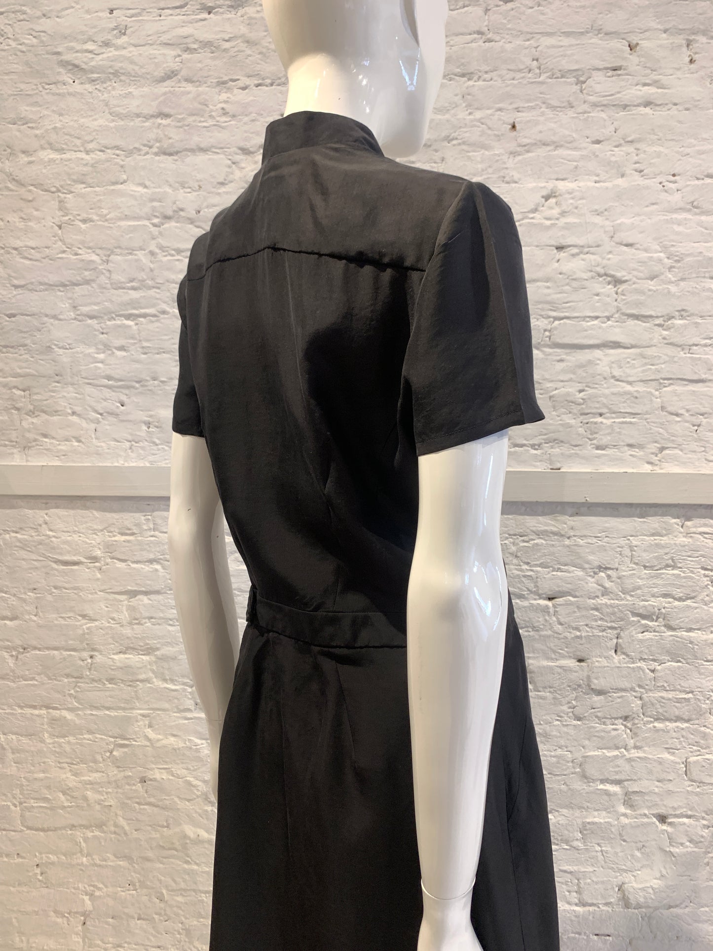 Veronique Branquinho Black Silk Dress-Jumpsuit Hybrid Early 2000s Size 40