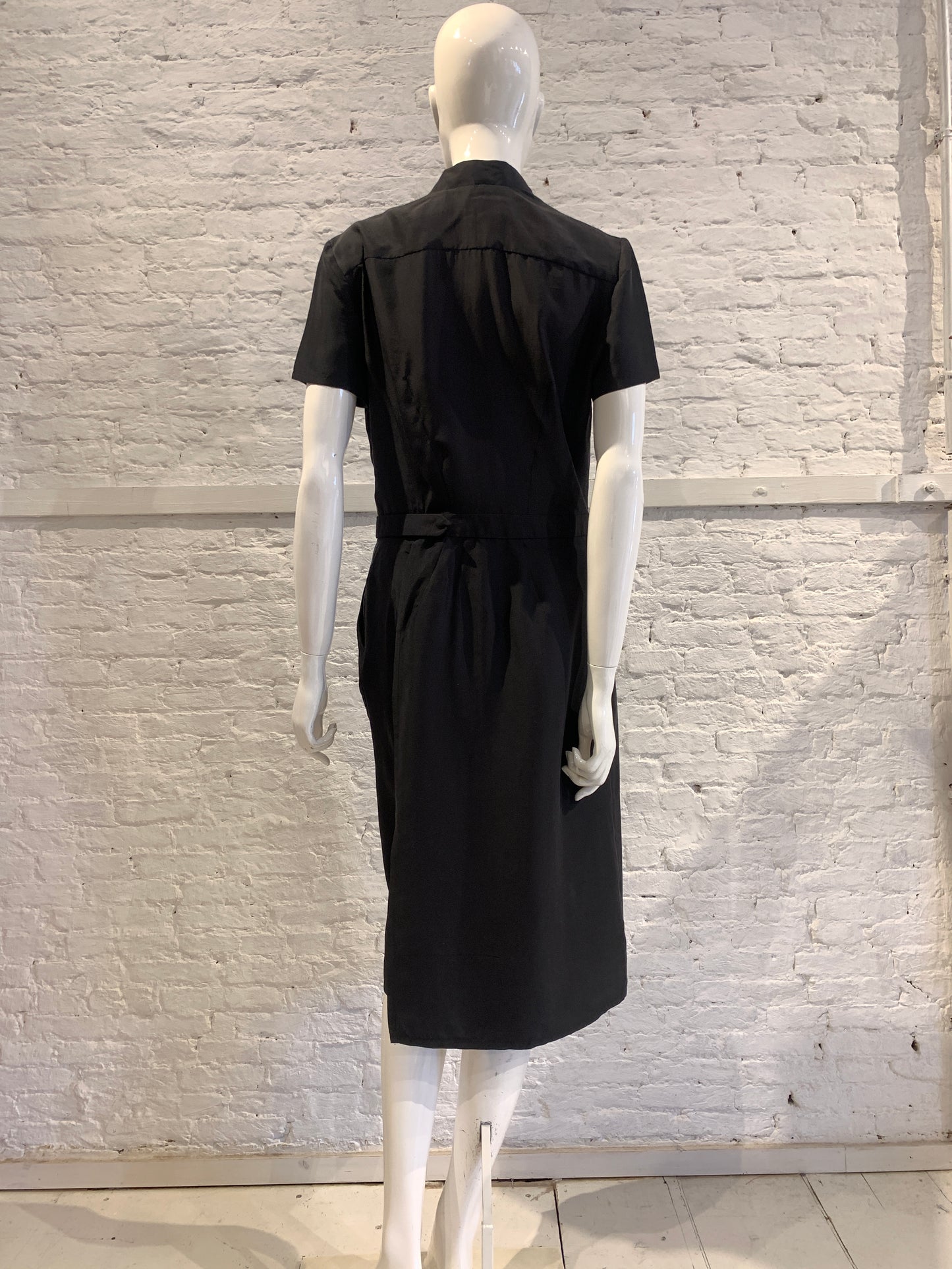 Veronique Branquinho Black Silk Dress-Jumpsuit Hybrid Early 2000s Size 40