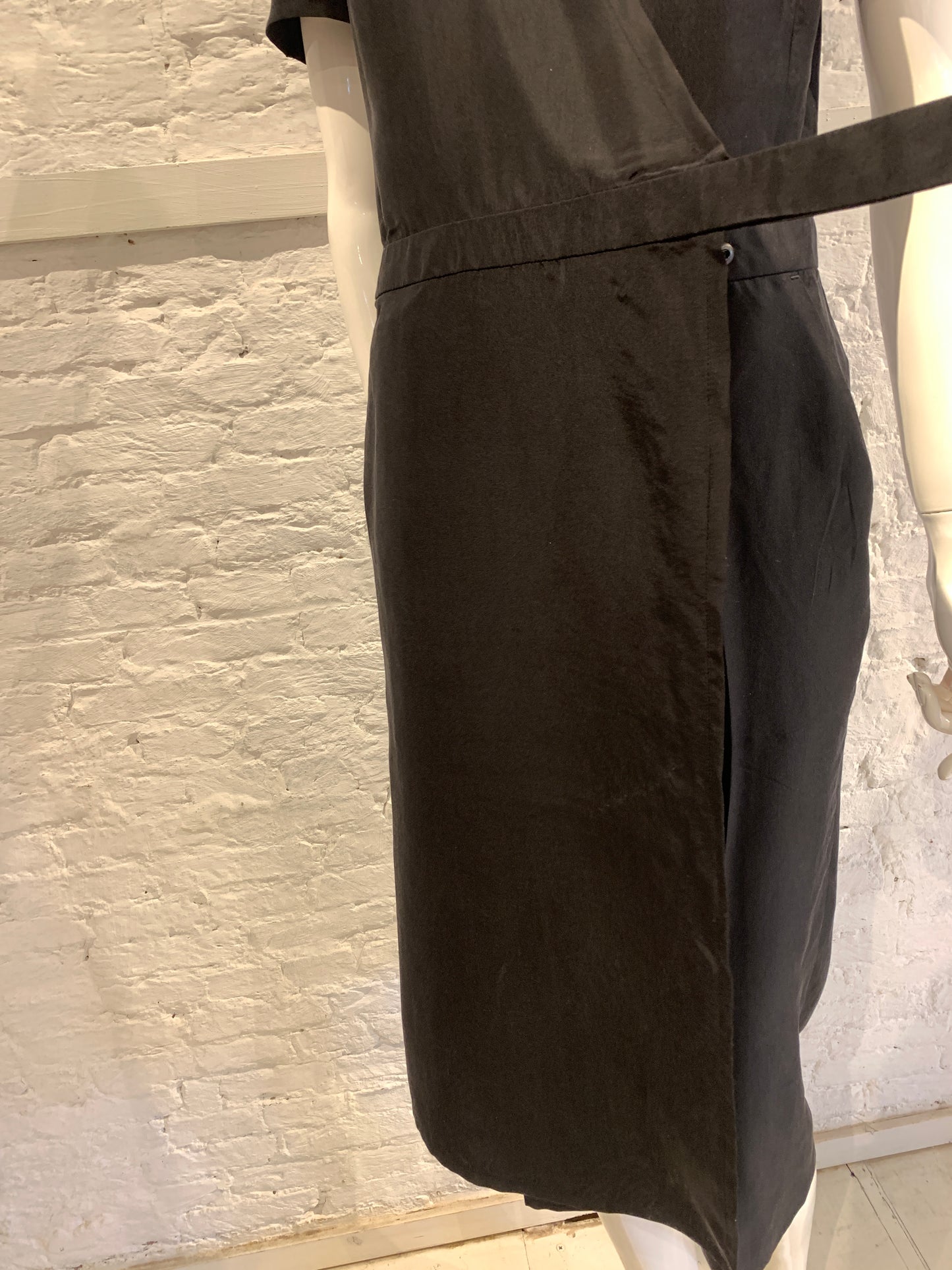 Veronique Branquinho Black Silk Dress-Jumpsuit Hybrid Early 2000s Size 40
