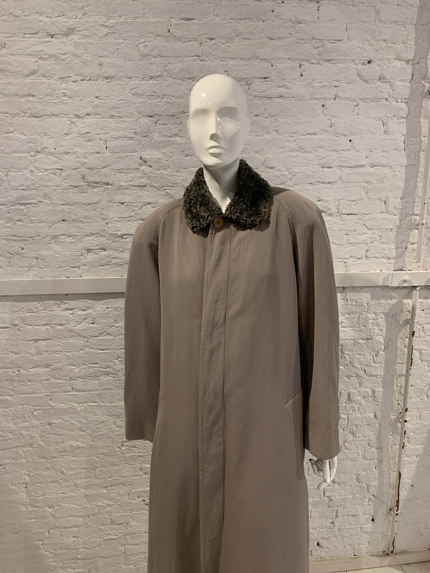Katharine Hamnett Mens 1980s Oversized military coat with faux fur collar