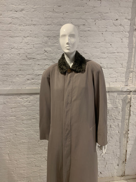 Katharine Hamnett Mens 1980s Oversized military coat with faux fur collar
