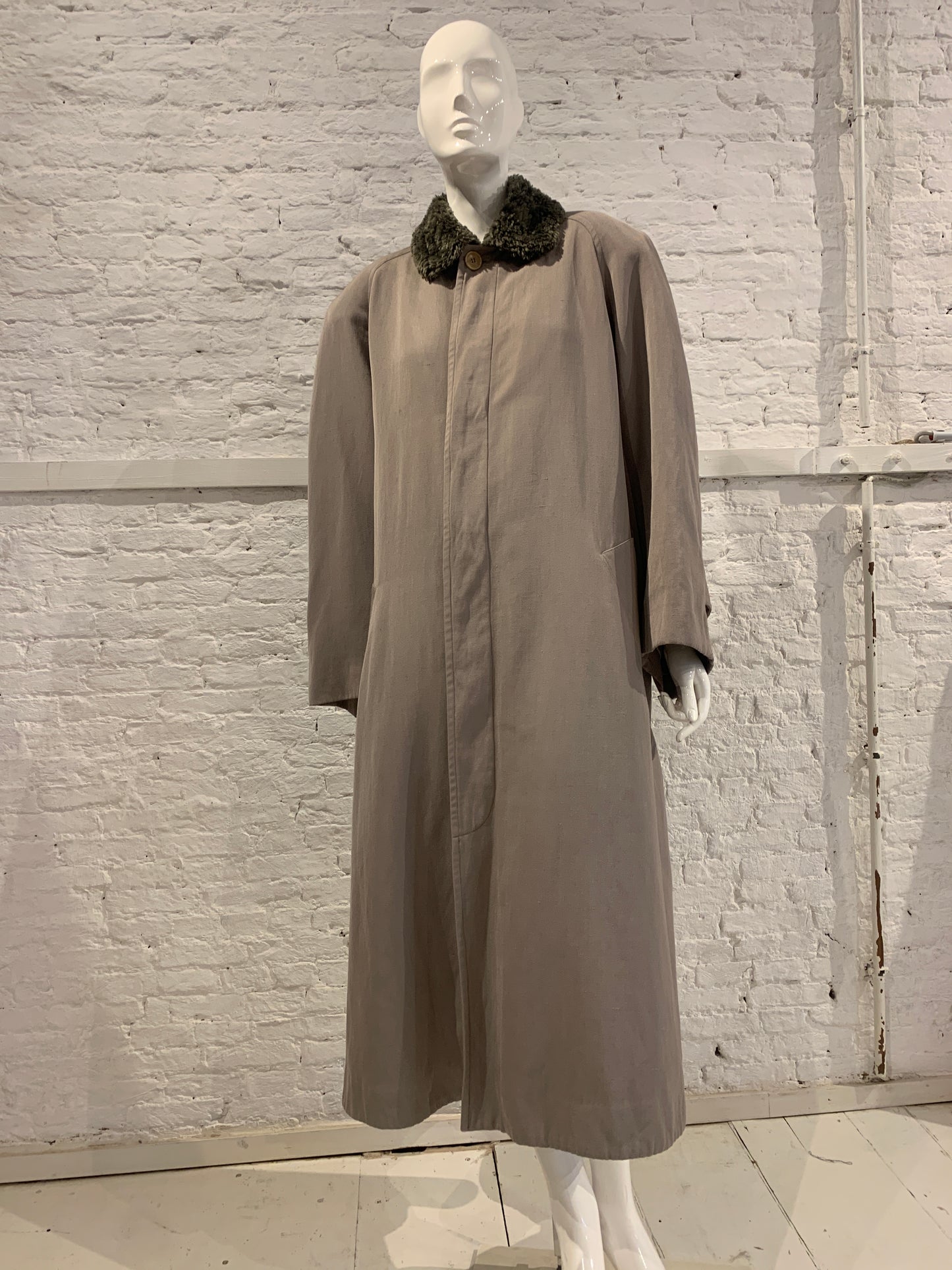 Katharine Hamnett Mens 1980s Oversized military coat with faux fur collar