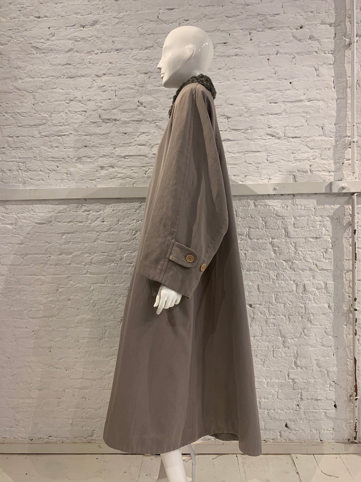 Katharine Hamnett Mens 1980s Oversized military coat with faux fur collar