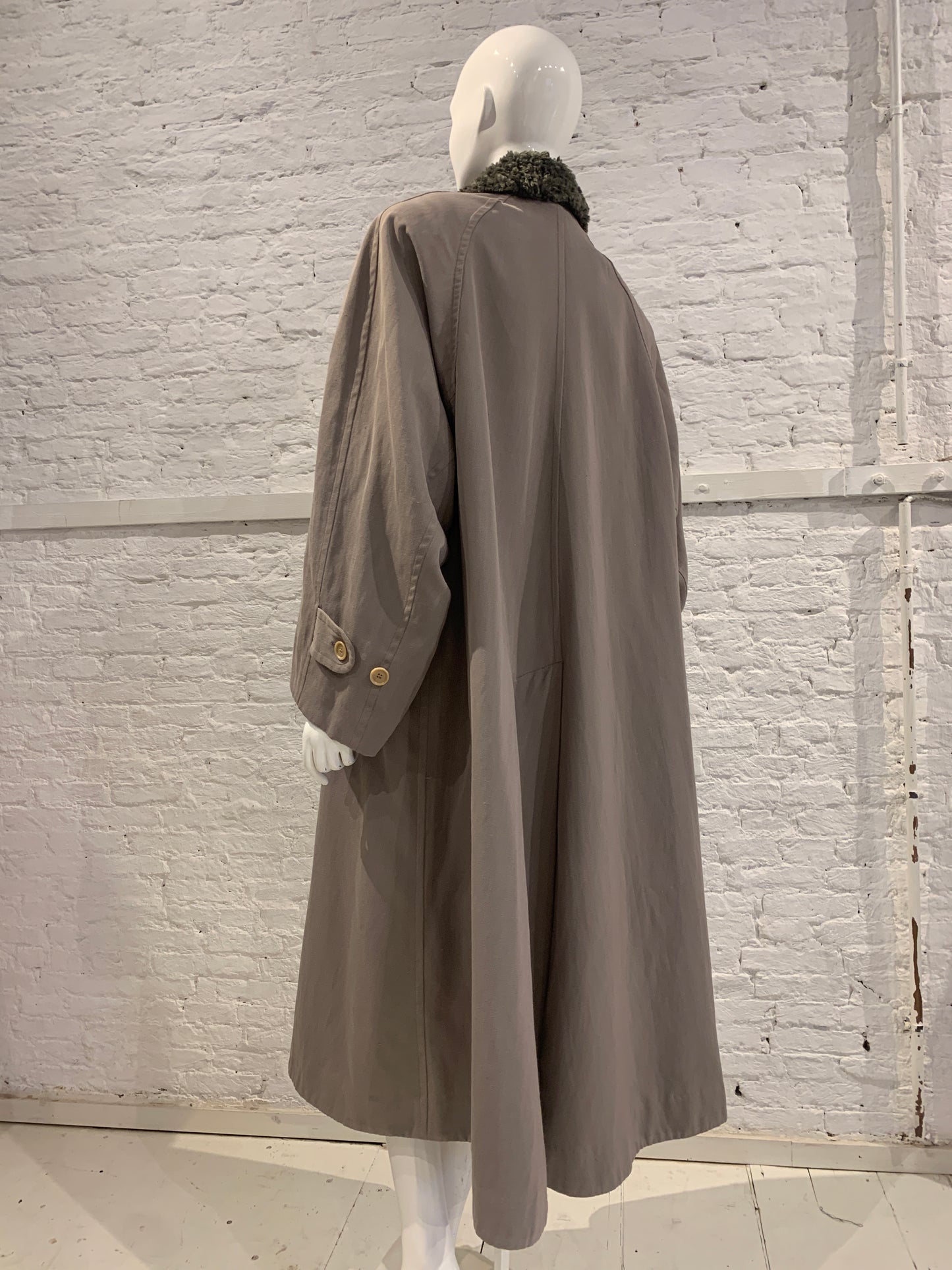 Katharine Hamnett Mens 1980s Oversized military coat with faux fur collar