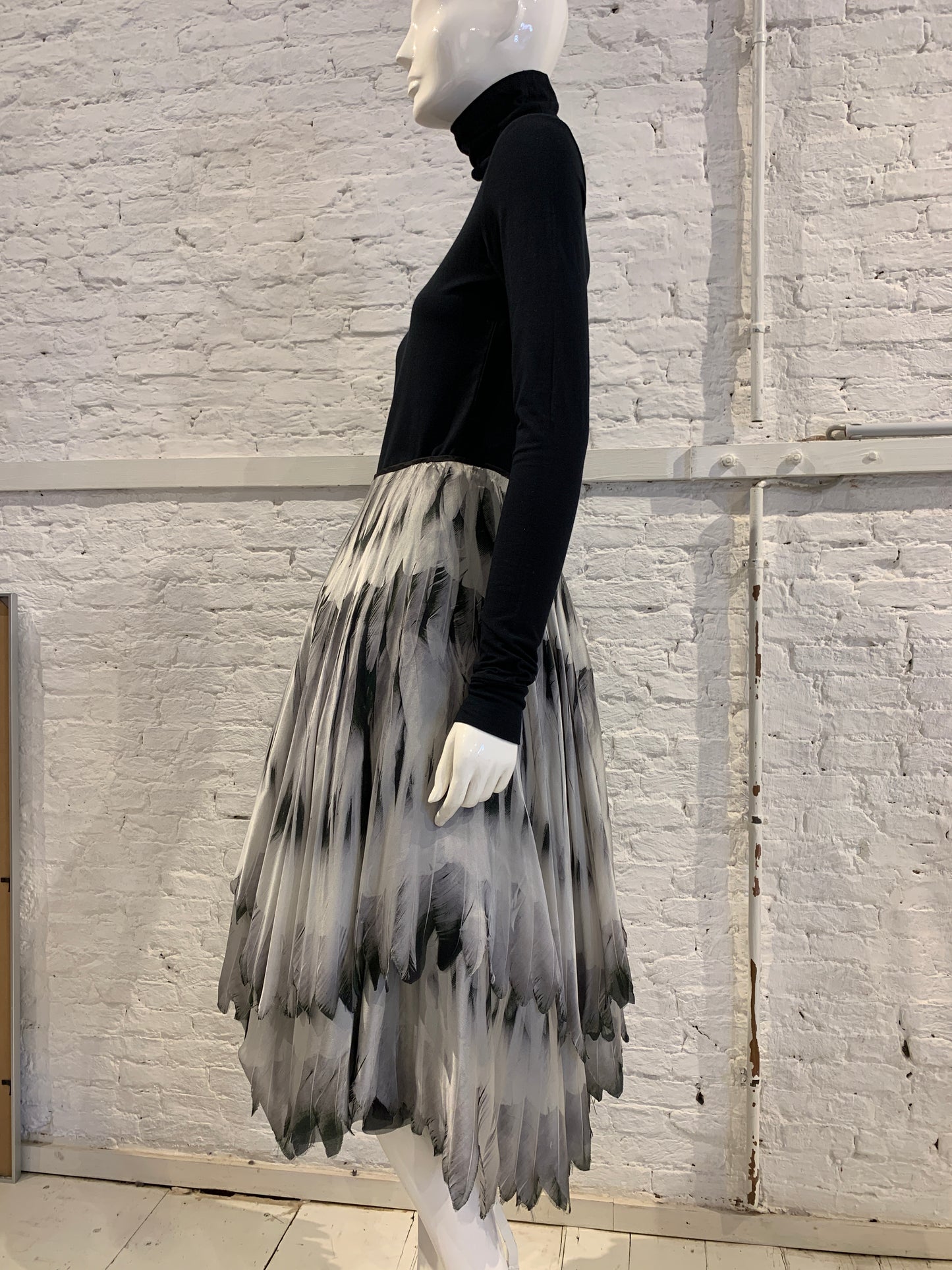 Alexander McQueen, Feather print laser cut  silk skirt