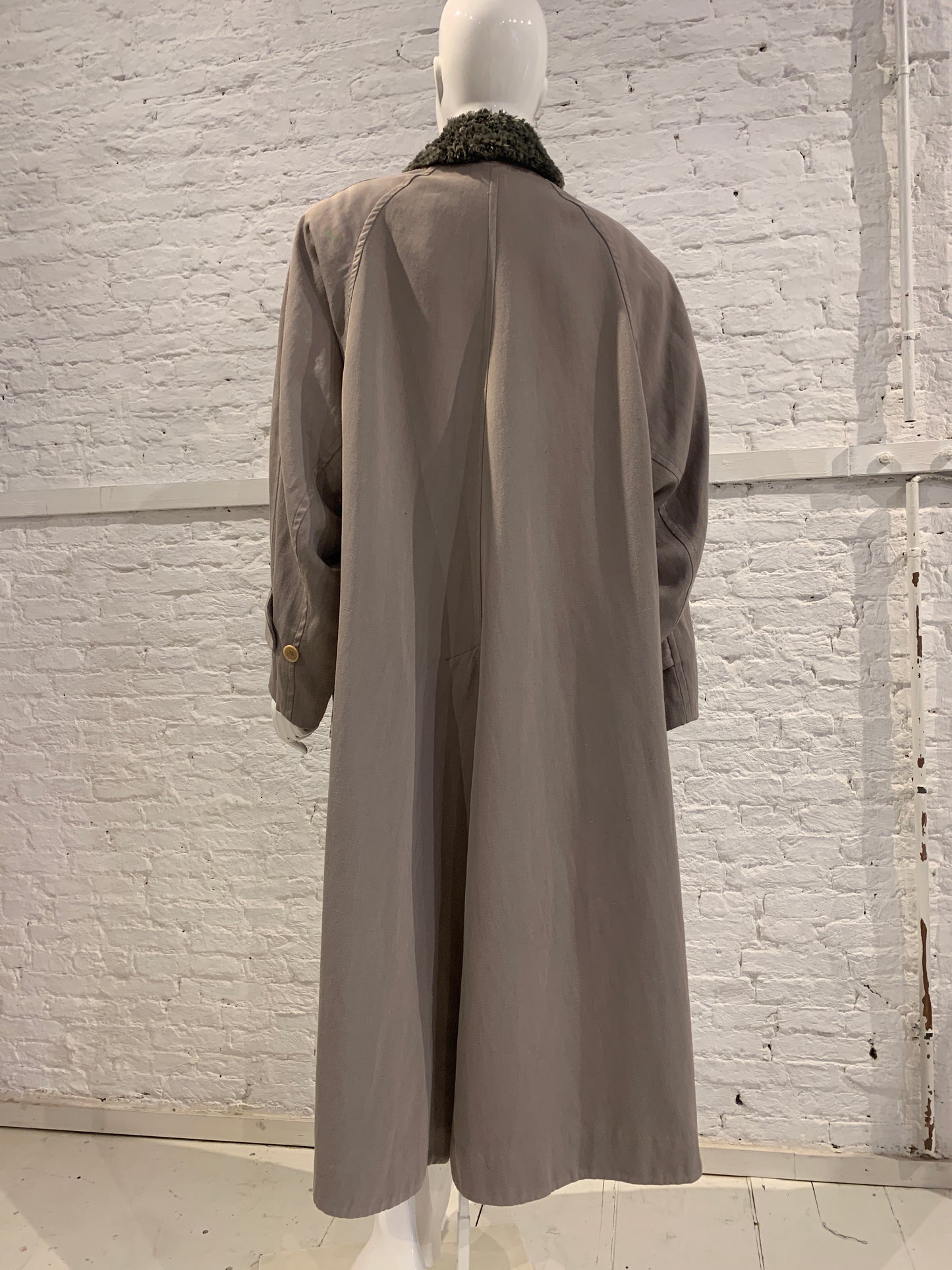 Katharine Hamnett Mens 1980s Oversized military coat with faux fur collar