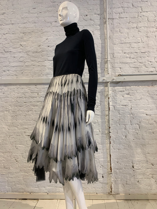Alexander McQueen, Feather print laser cut  silk skirt