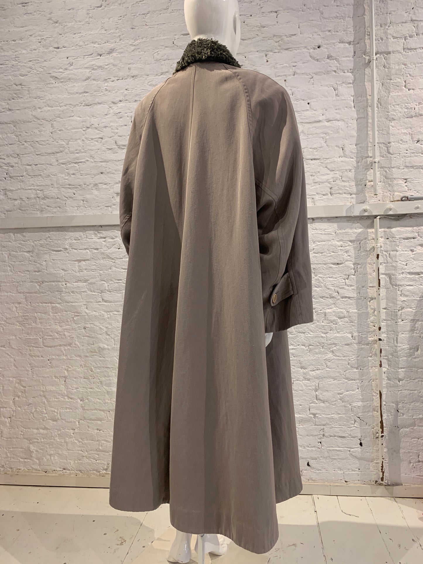 Katharine Hamnett Mens 1980s Oversized military coat with faux fur collar