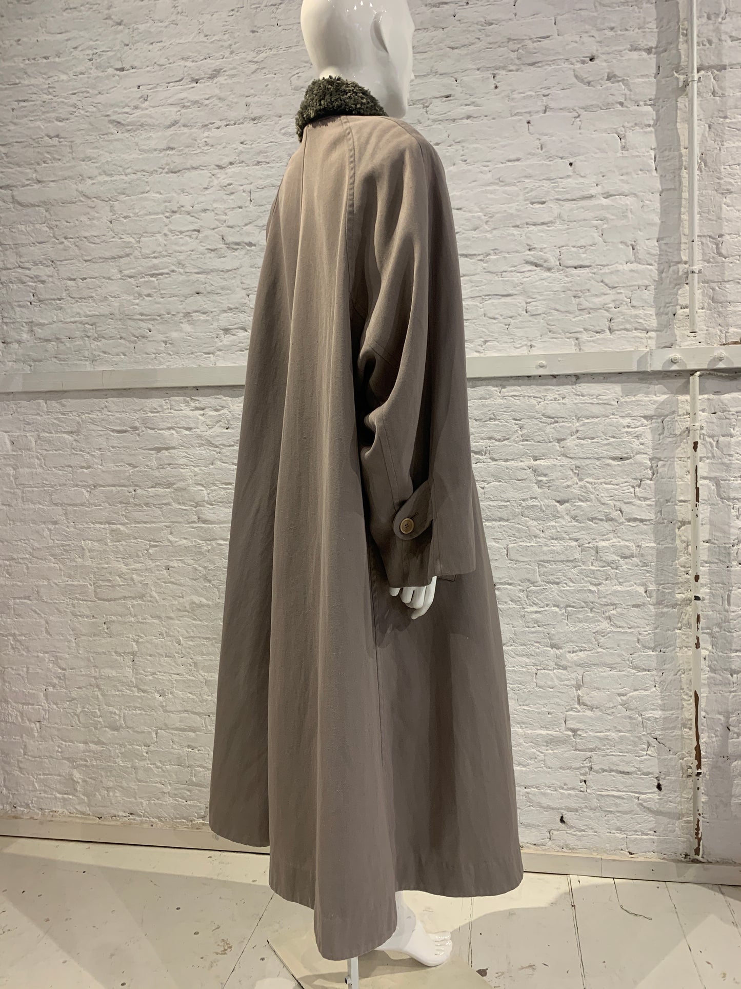 Katharine Hamnett Mens 1980s Oversized military coat with faux fur collar