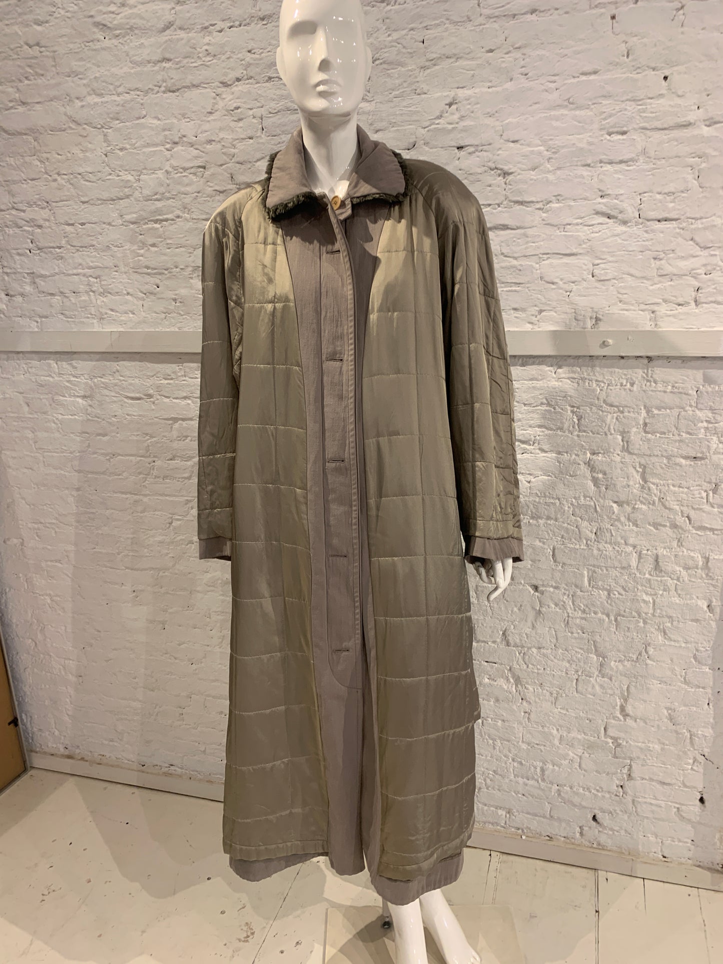 Katharine Hamnett Mens 1980s Oversized military coat with faux fur collar