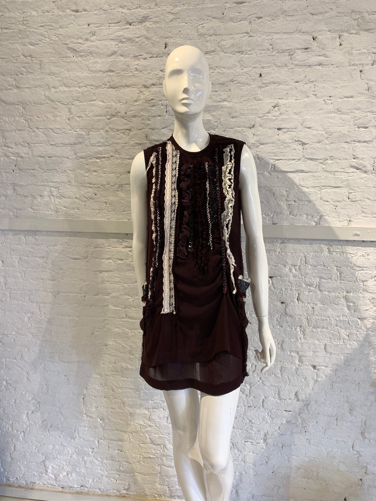 Comme des Garçons Tricot A/W 2006 Semi Sheer Embellished Ruffle Dress