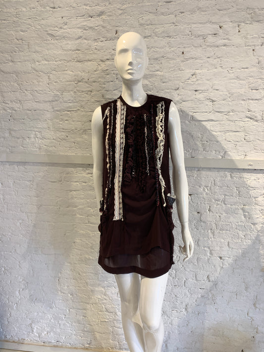 Comme des Garçons Tricot A/W 2006 Semi Sheer Embellished Ruffle Dress