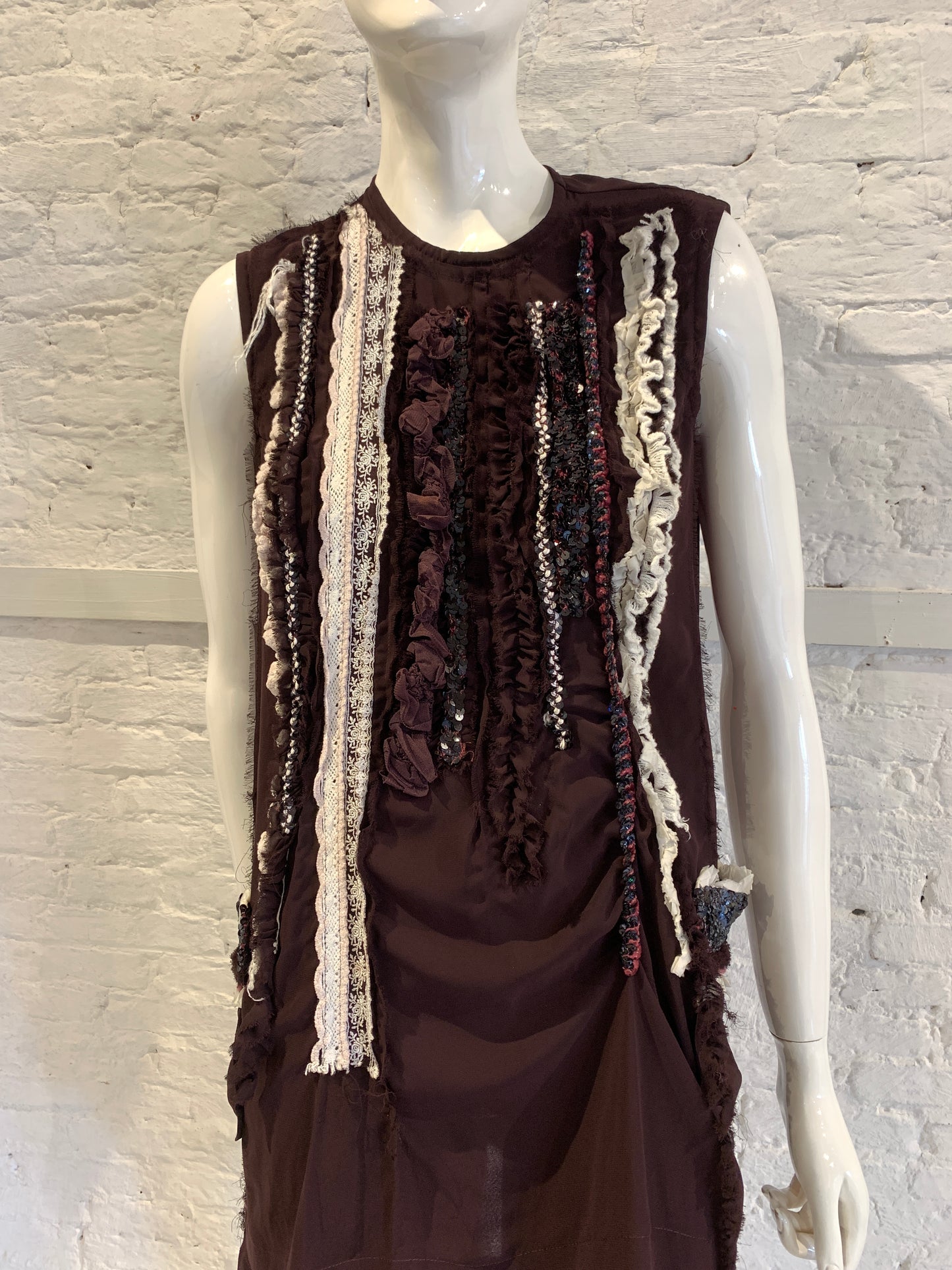 Comme des Garçons Tricot A/W 2006 Semi Sheer Embellished Ruffle Dress