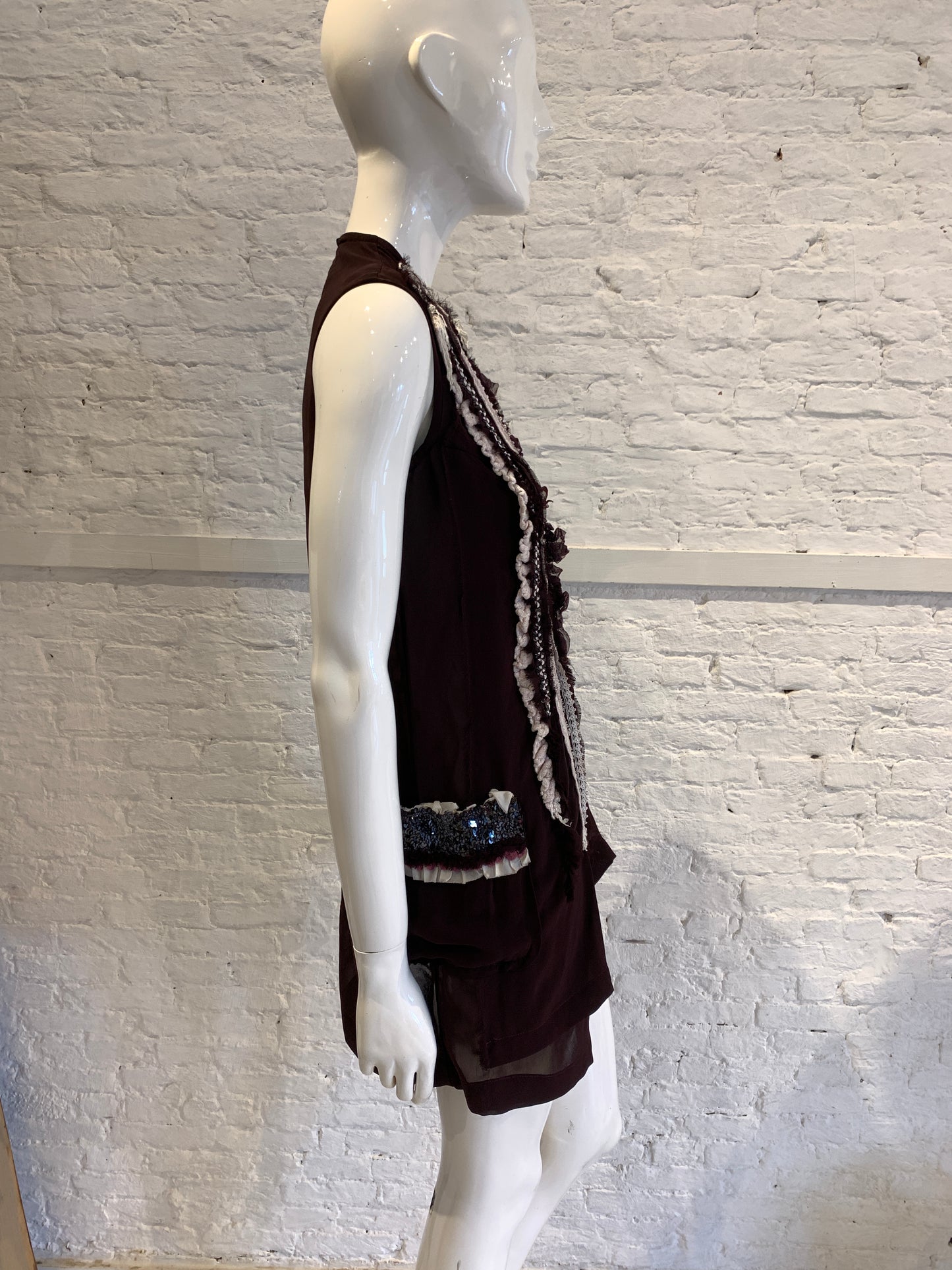 Comme des Garçons Tricot A/W 2006 Semi Sheer Embellished Ruffle Dress