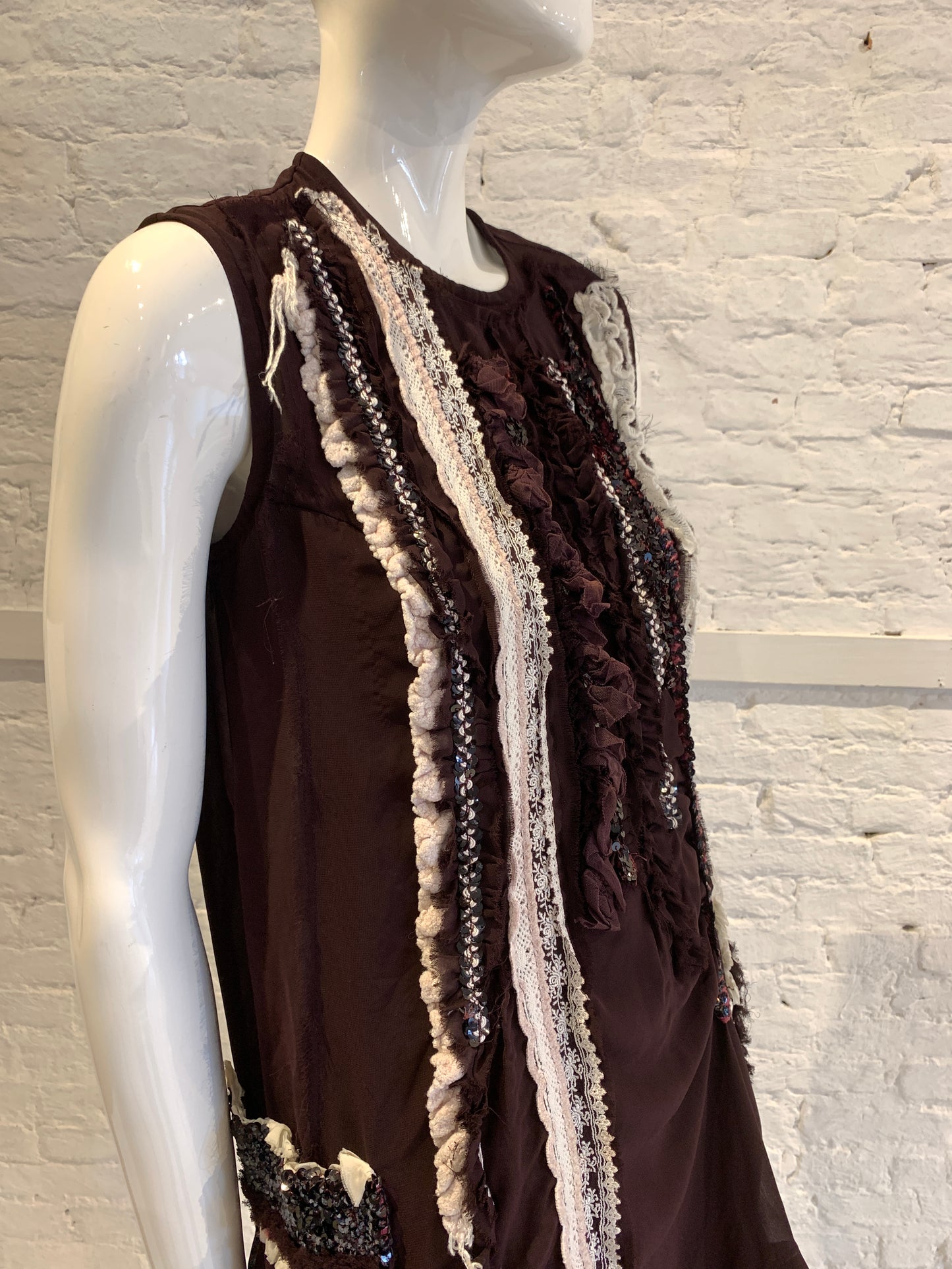 Comme des Garçons Tricot A/W 2006 Semi Sheer Embellished Ruffle Dress
