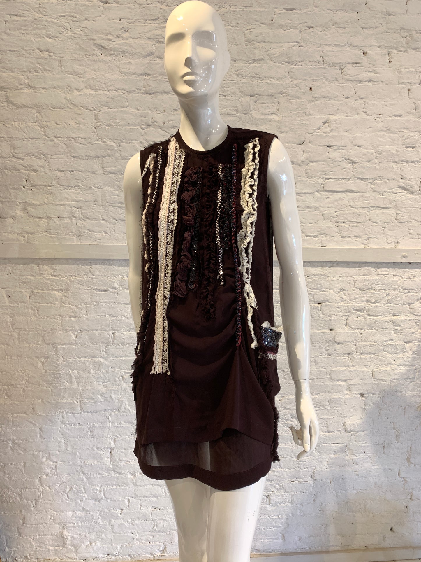 Comme des Garçons Tricot A/W 2006 Semi Sheer Embellished Ruffle Dress
