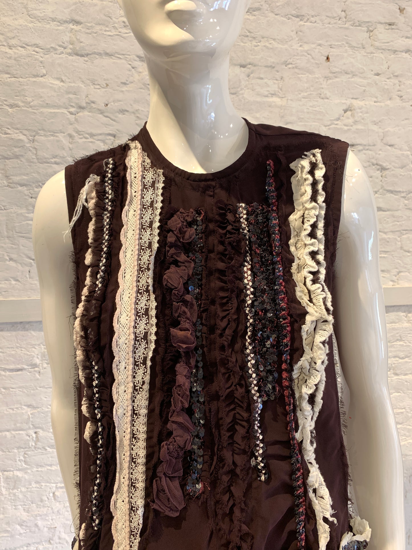 Comme des Garçons Tricot A/W 2006 Semi Sheer Embellished Ruffle Dress