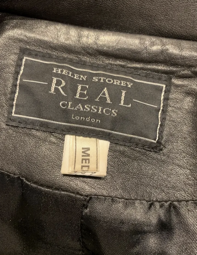 Vintage 1980s/90s Helen Storey Women's Black Leather Biker Zip Jacket