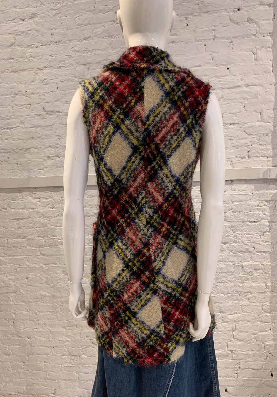 Tricot Tricot Comme des Garçons A/W 2002 Wool Plaid Double Breasted Sleeveless Jacket