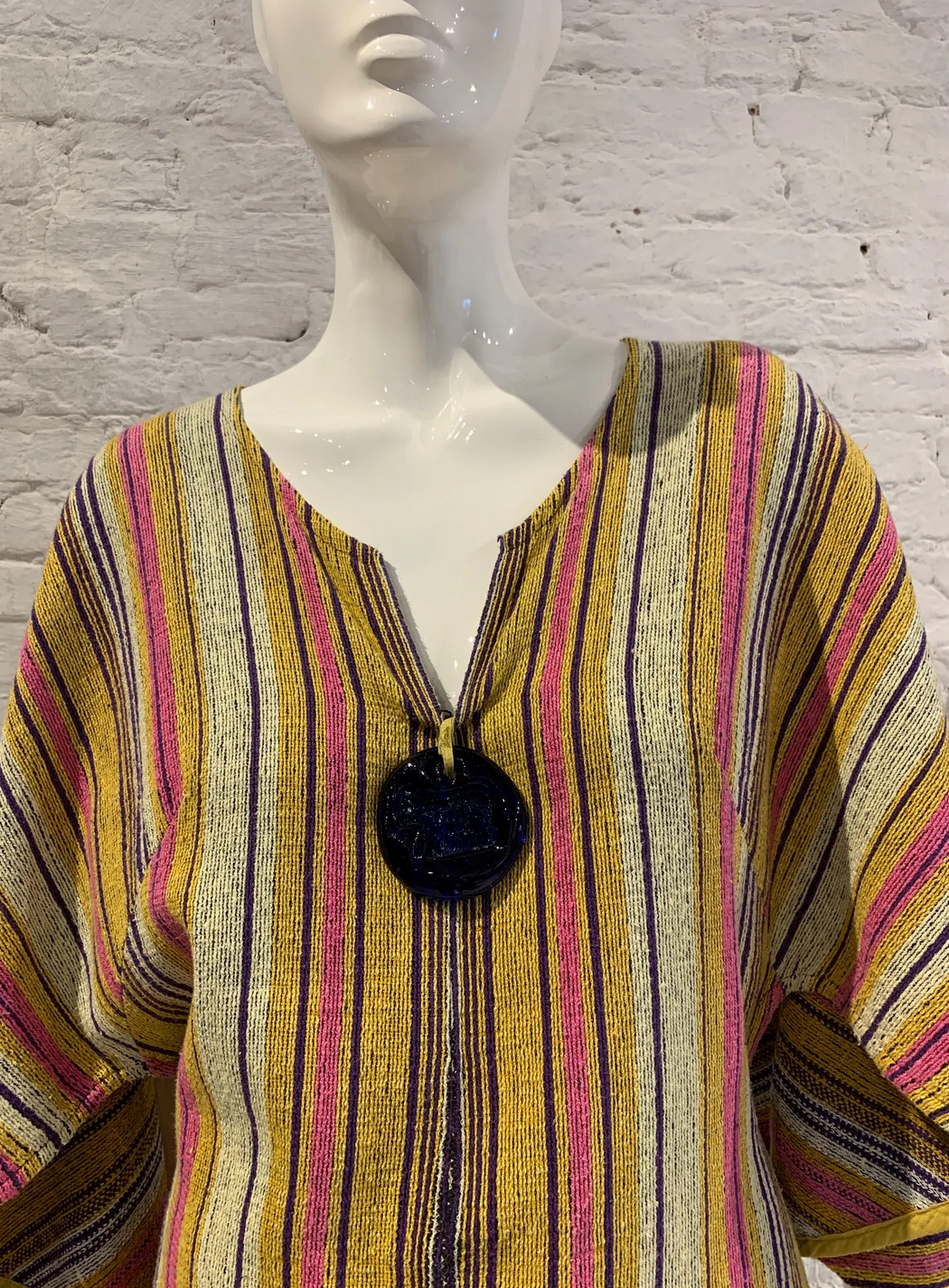 Rare Vintage 1970s Rikma Striped Maxi Dress Kaftan. Folk Rainbow Poncho