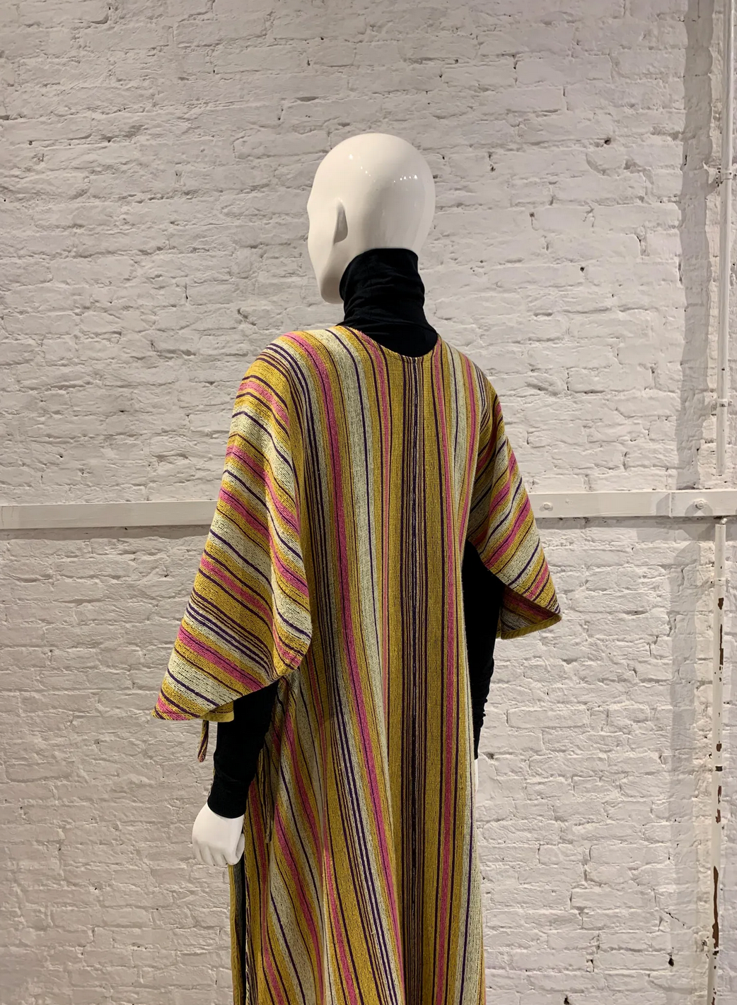 Rare Vintage 1970s Rikma Striped Maxi Dress Kaftan. Folk Rainbow Poncho