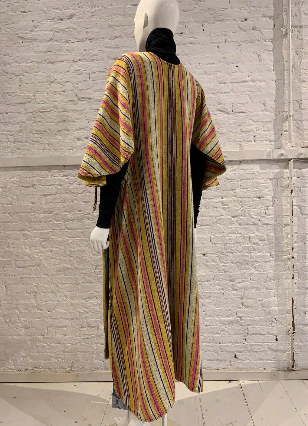 Rare Vintage 1970s Rikma Striped Maxi Dress Kaftan. Folk Rainbow Poncho