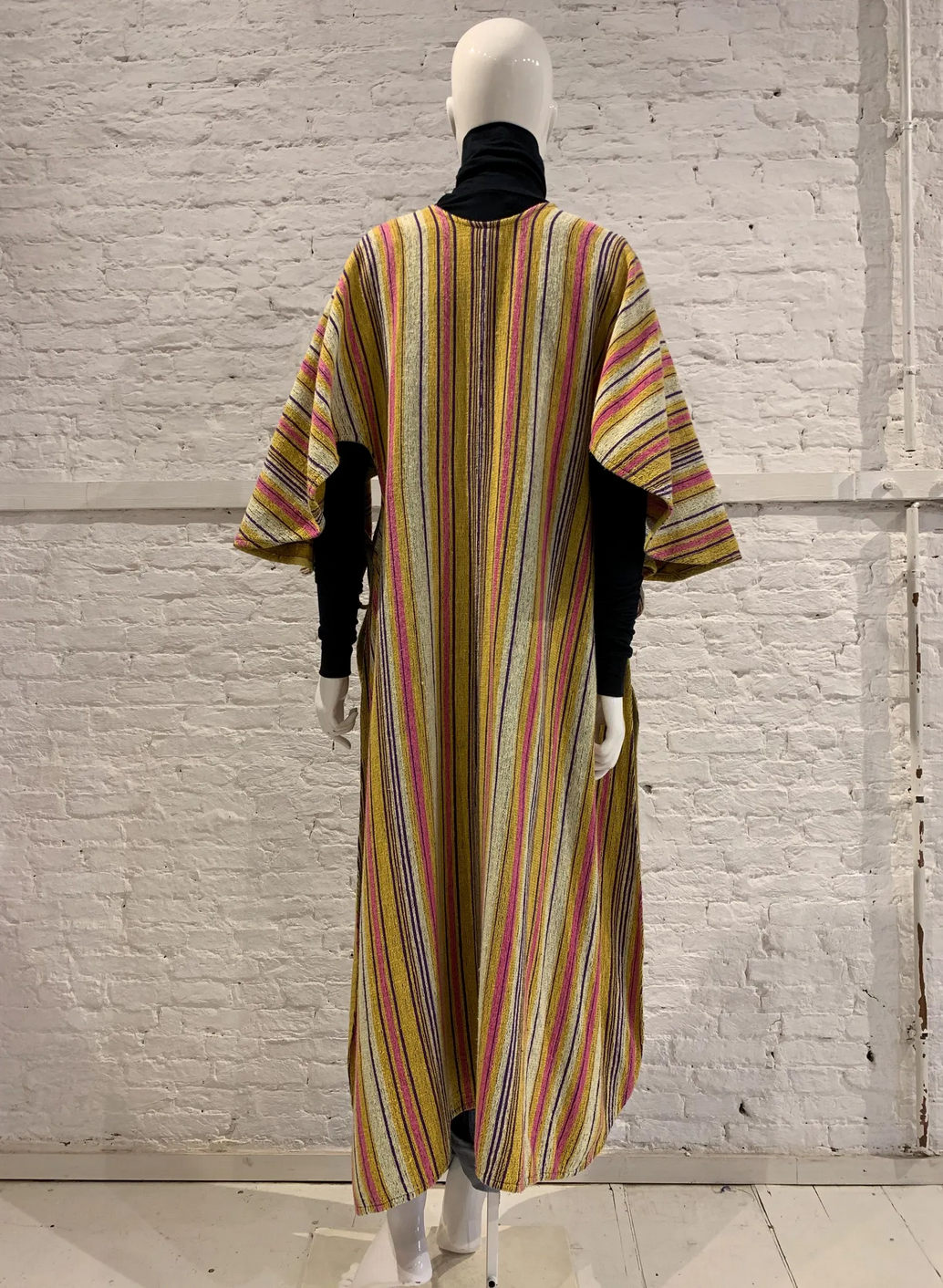 Rare Vintage 1970s Rikma Striped Maxi Dress Kaftan. Folk Rainbow Poncho