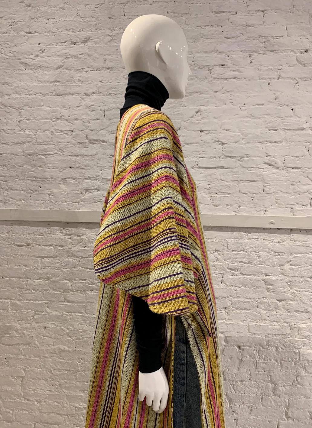 Rare Vintage 1970s Rikma Striped Maxi Dress Kaftan. Folk Rainbow Poncho