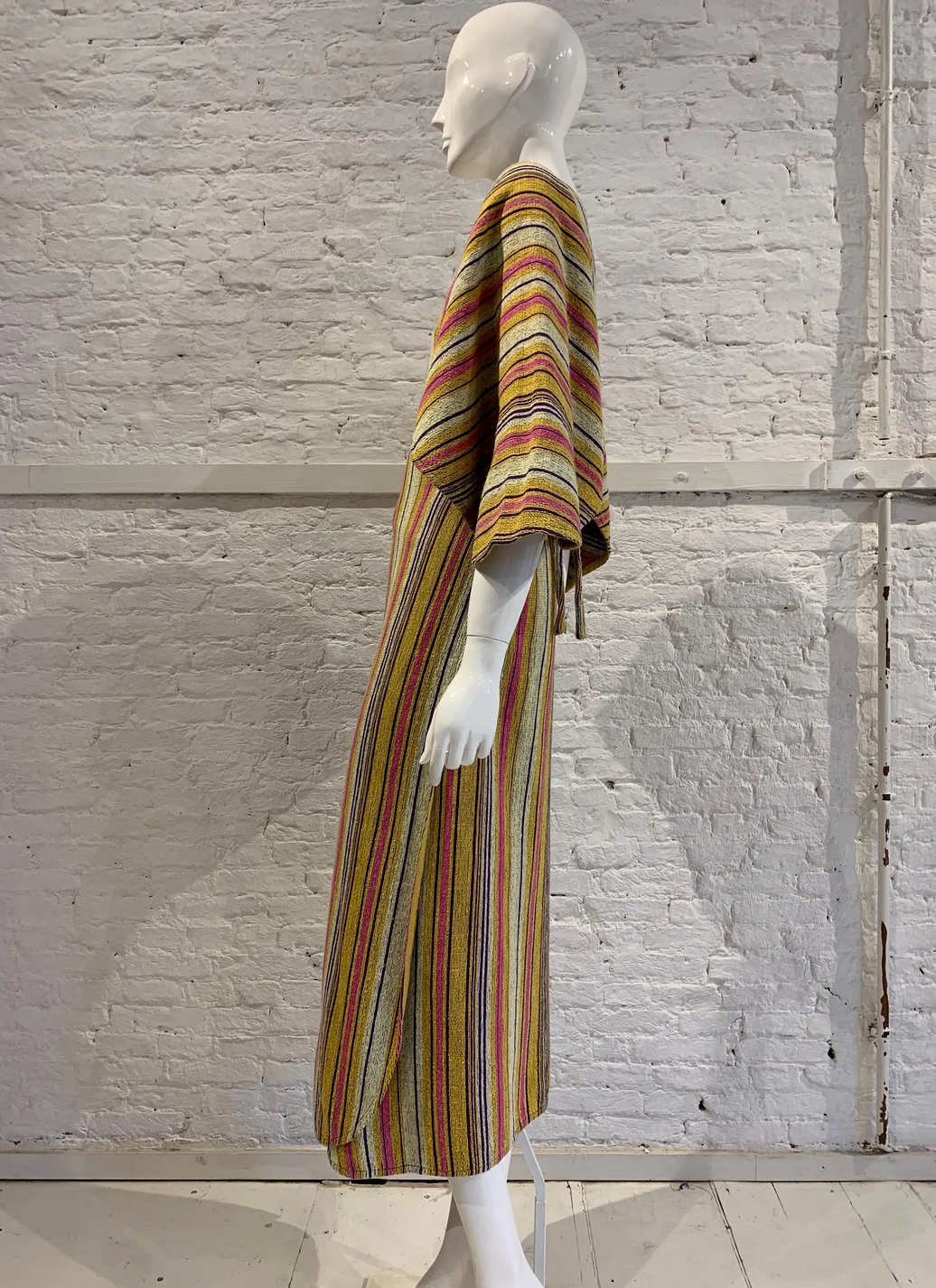 Rare Vintage 1970s Rikma Striped Maxi Dress Kaftan. Folk Rainbow Poncho