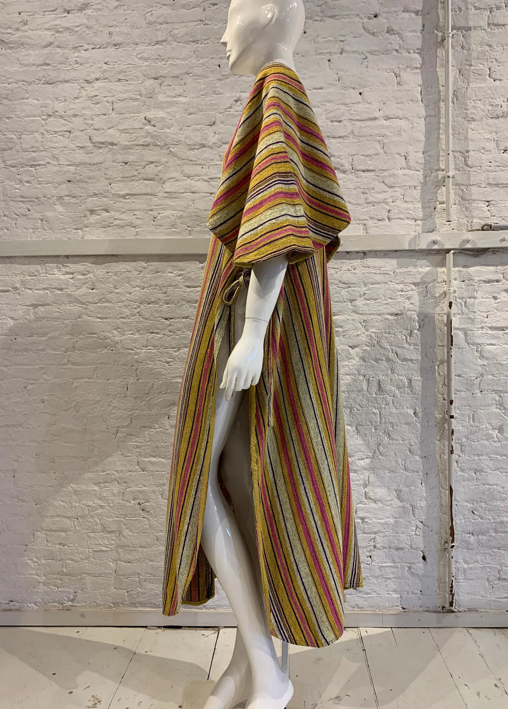 Rare Vintage 1970s Rikma Striped Maxi Dress Kaftan. Folk Rainbow Poncho