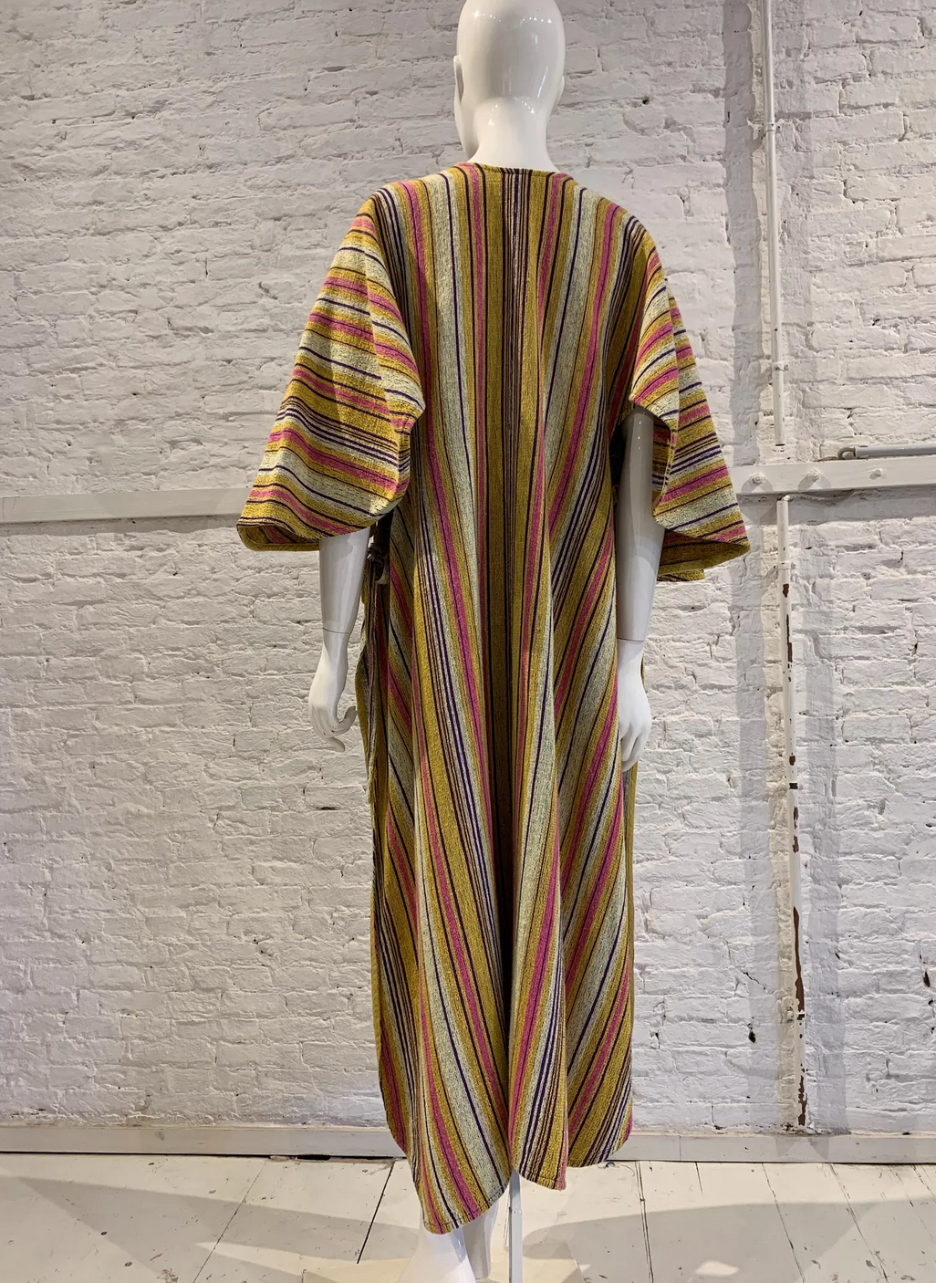 Rare Vintage 1970s Rikma Striped Maxi Dress Kaftan. Folk Rainbow Poncho