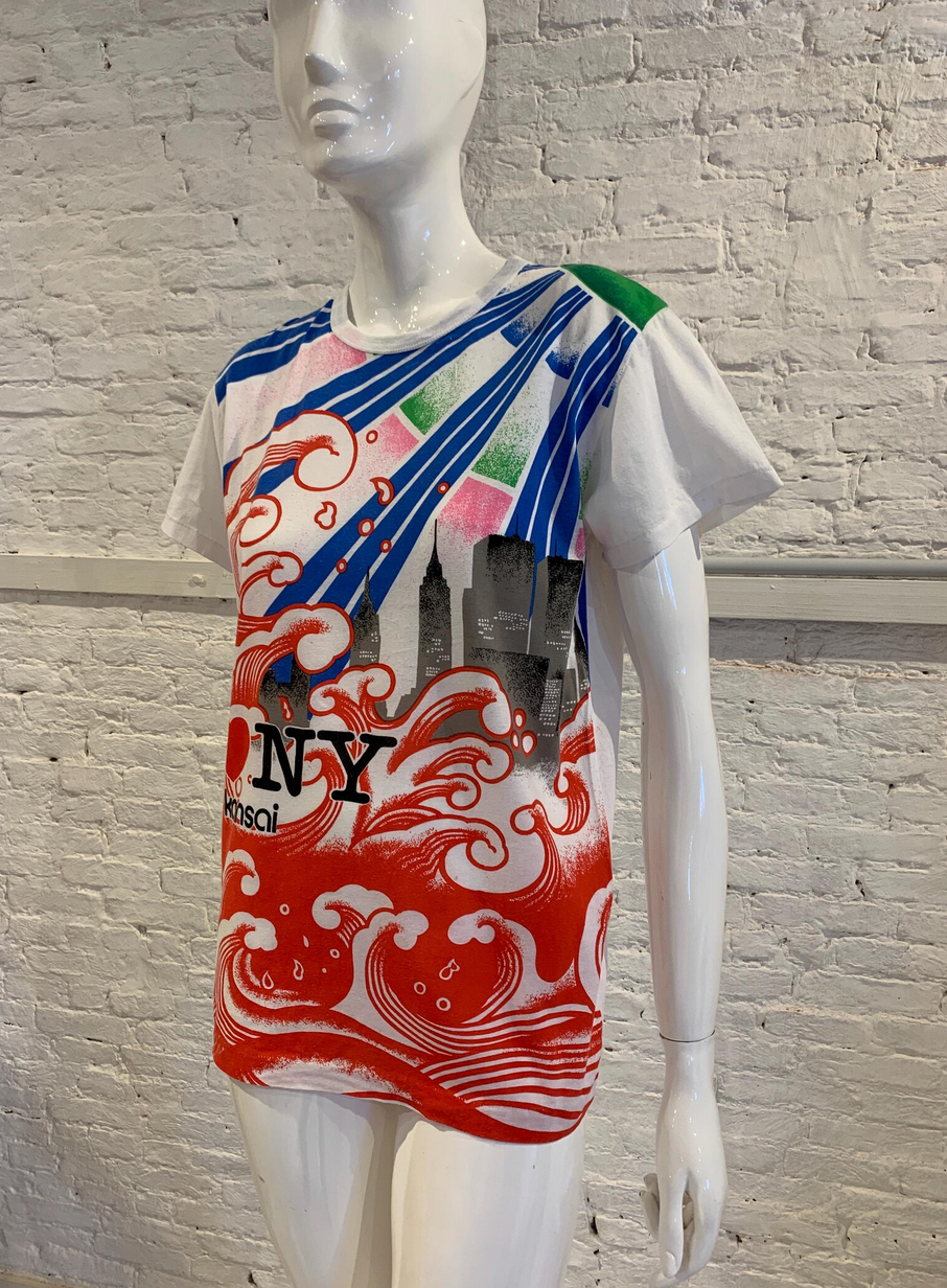 Vintage 1980s Kansai Yamamoto I Love New York Spray Paint Cotton T-shirt