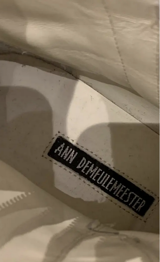 Ann Demeulemeester 2001 Collection Women's White Leather Jodhpur Belts Boots